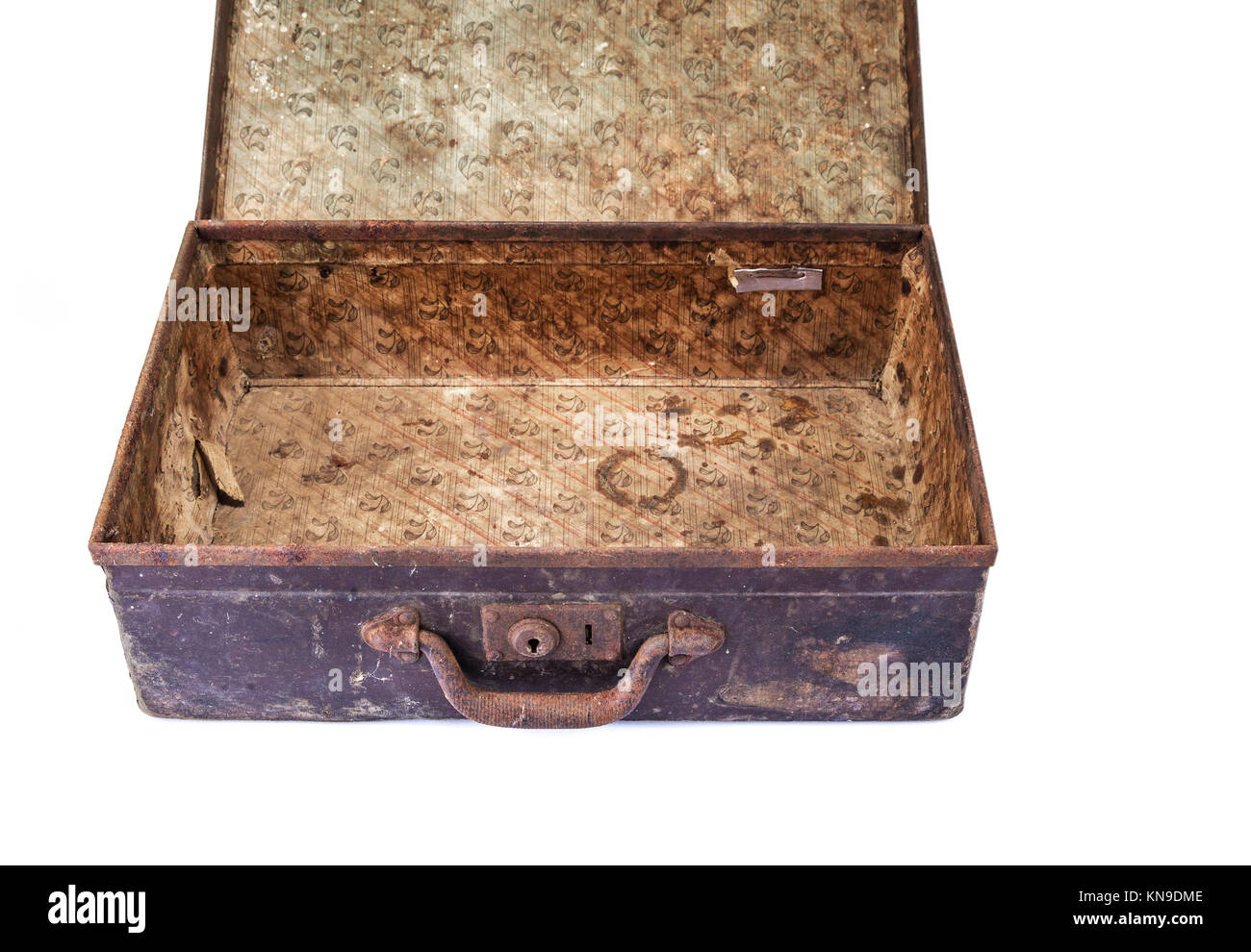 Old vintage suitcase on the white background Stock Photo