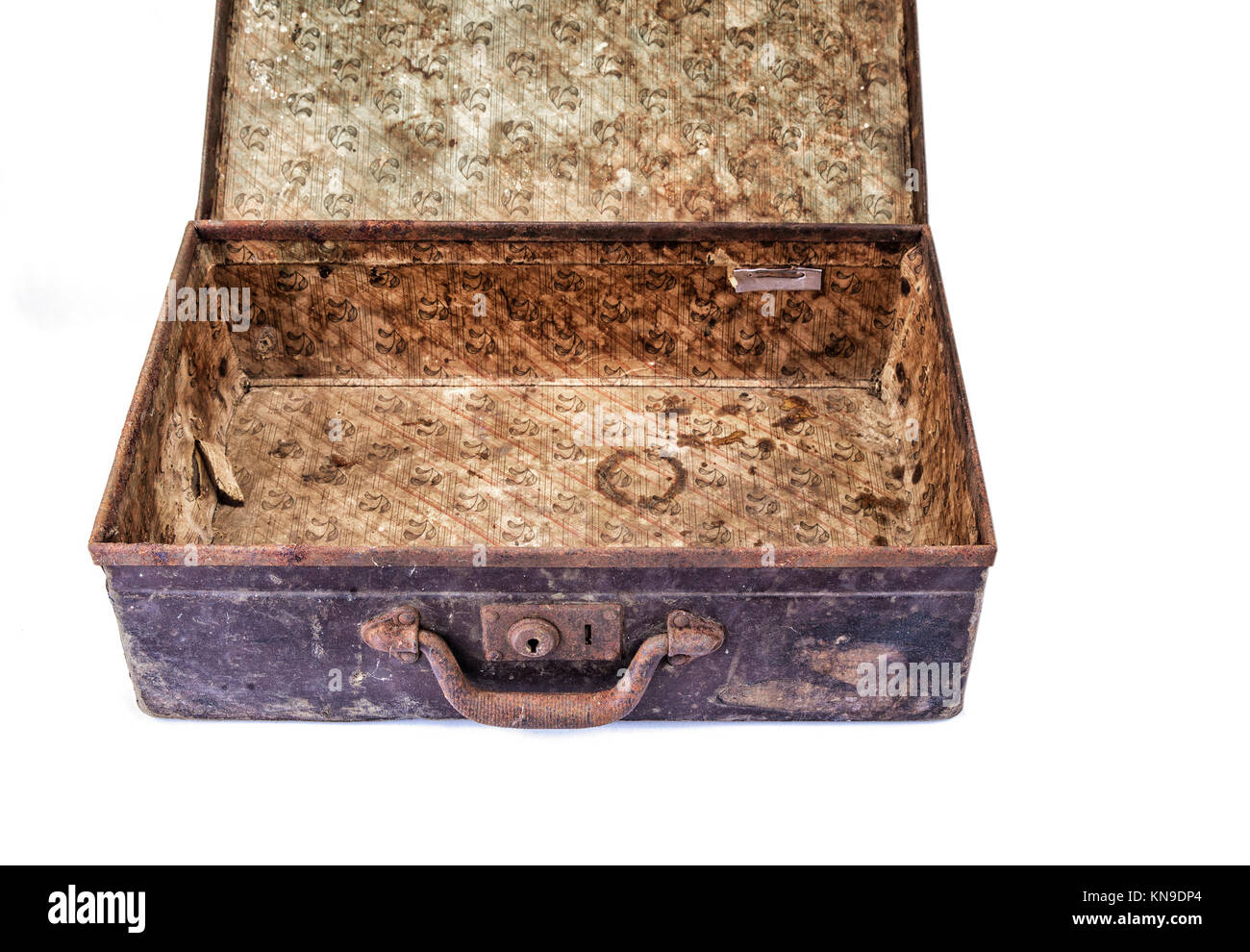 Old vintage suitcase on the white background Stock Photo