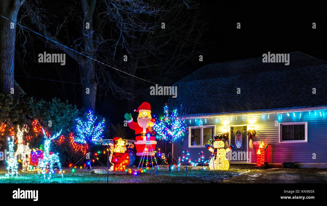 Night Time Christmas Lights Stock Photo Alamy