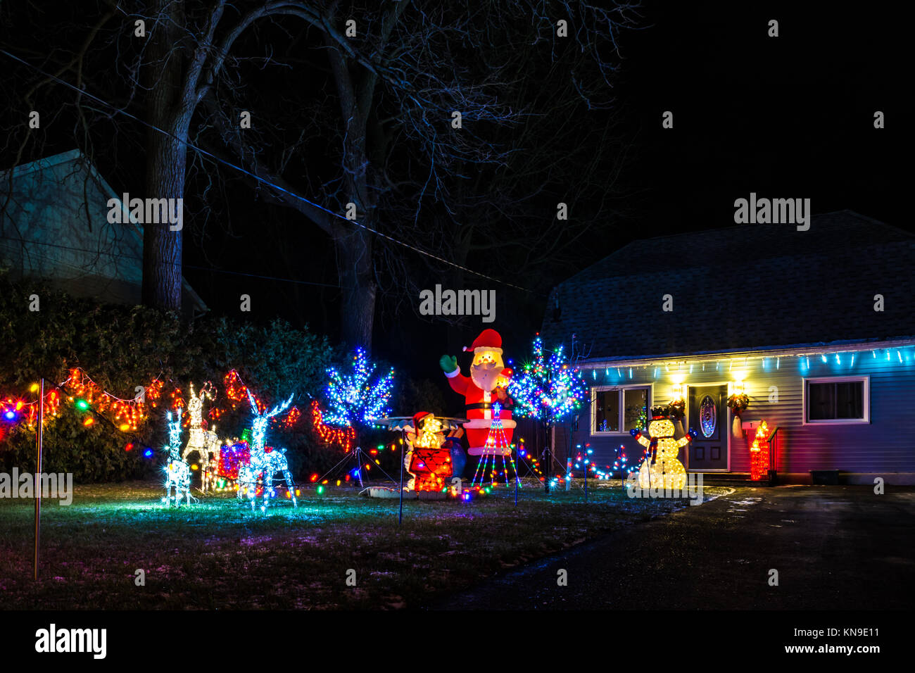 Night Time Christmas Lights Stock Photo Alamy