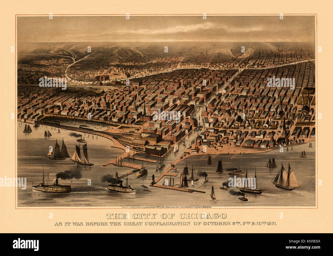 19th century view of Chicago Stock Photo