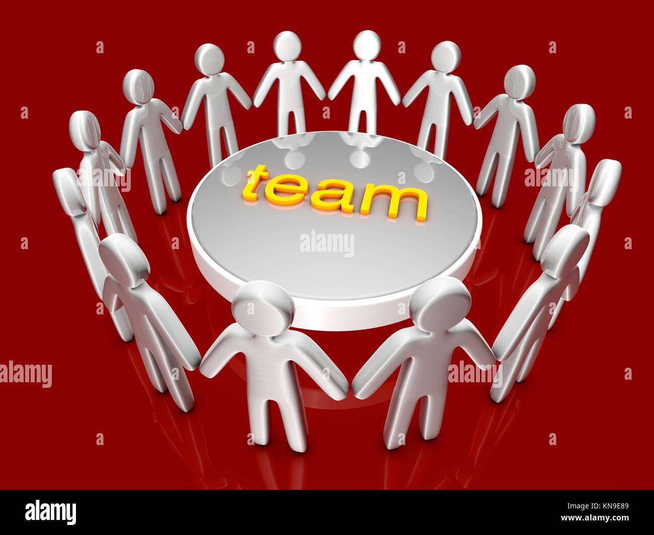 Teamwork. A group of icon people standing in a circle Stock Photo ...