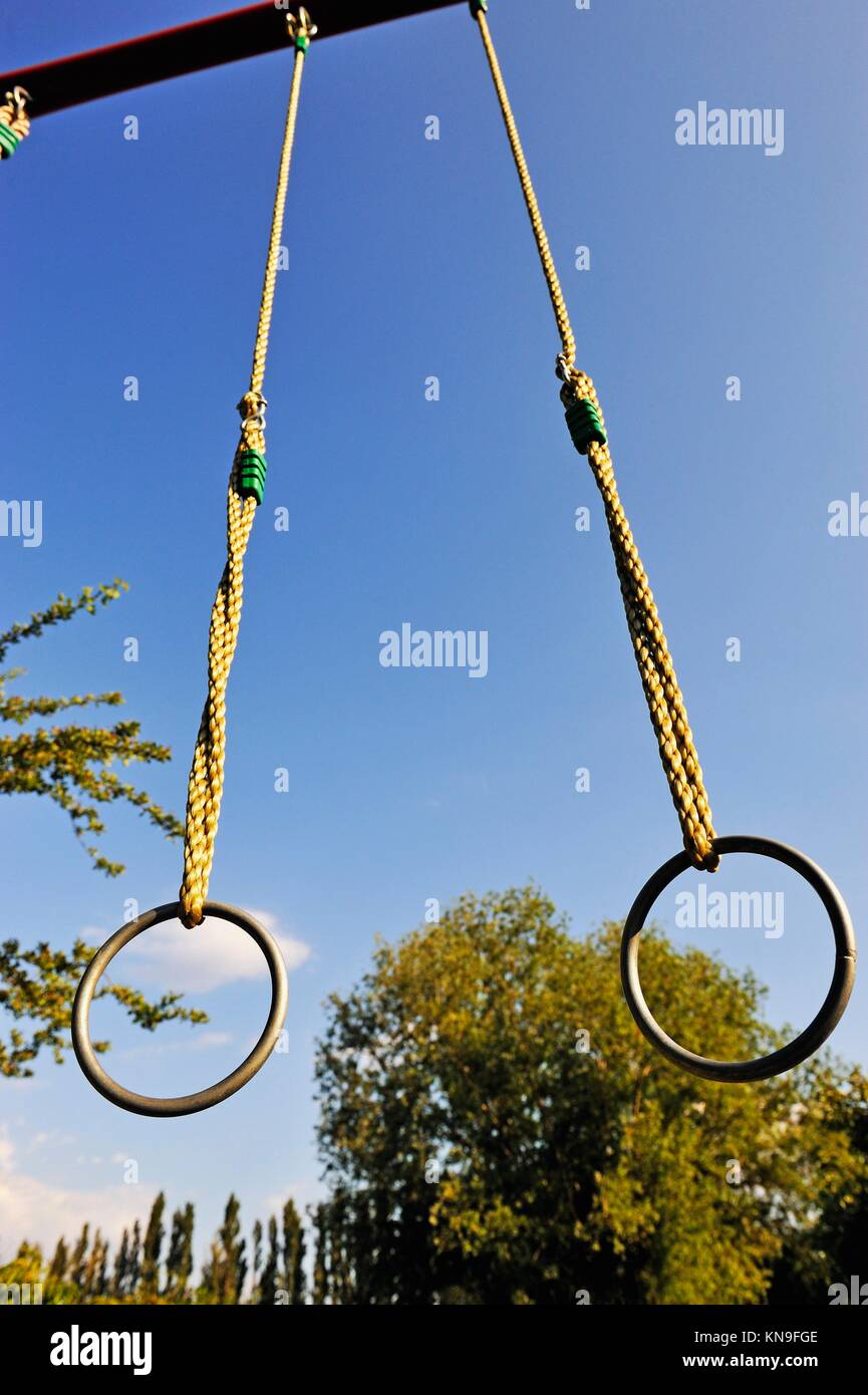 Gymnastic rings outdoors Stock Photo Alamy