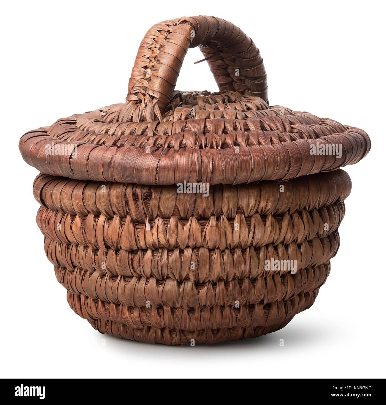 Wicker basket with a cover isolated on white background Stock Photo Alamy