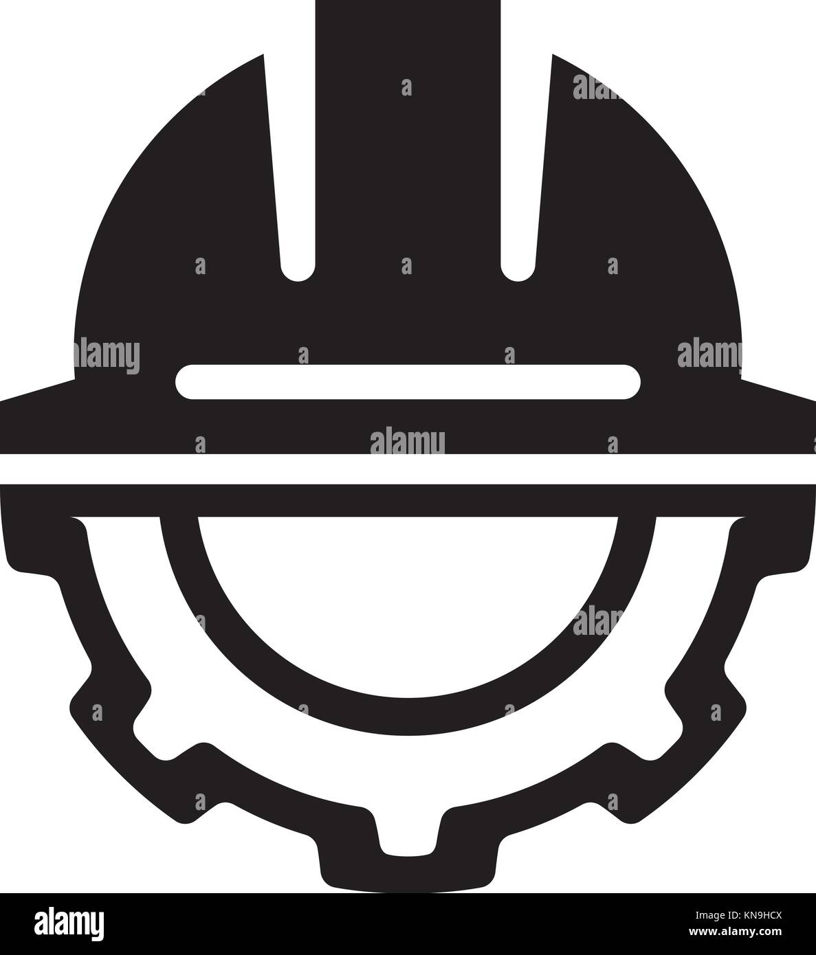 Engineering Icon. Gear and Hard Hat. Development Symbol. Stock Vector