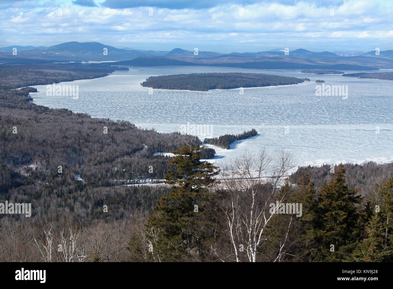 View of Mooselookmeguntic Lake in the winter, from the height of land