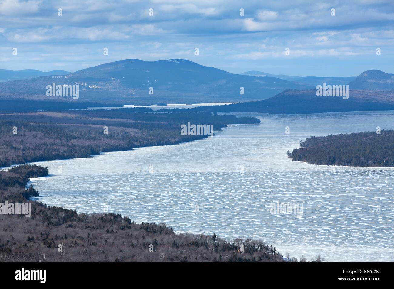 View of Mooselookmeguntic Lake in the winter, from the height of land
