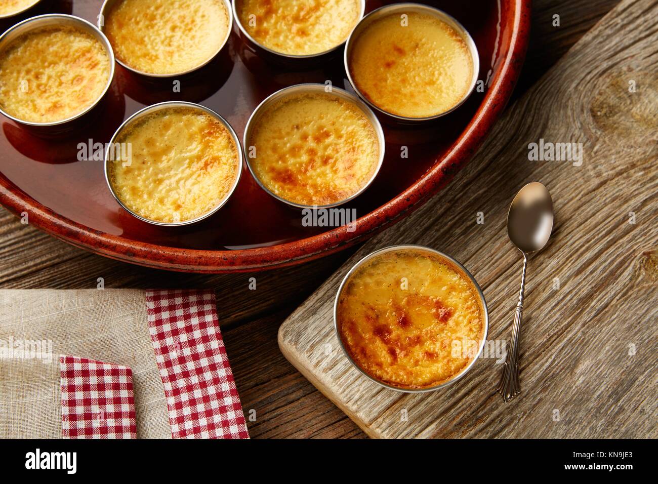 Custard Creme Caramel Flan dessert bain marie oven cooked Stock Photo
