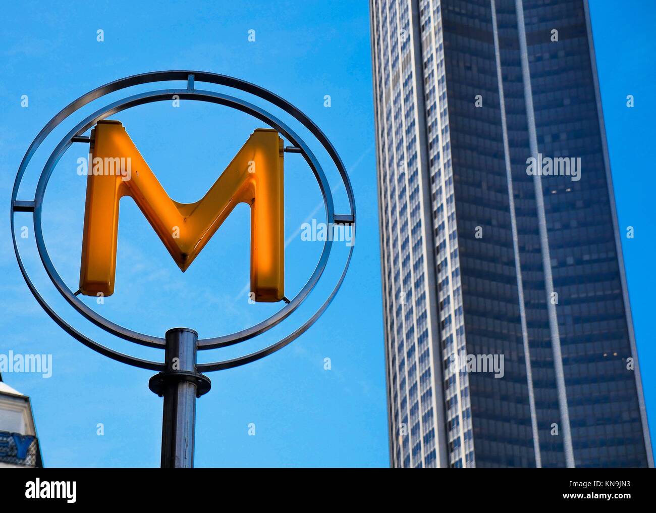 Paris France Modern Metro Station Sign Subway Train Entrance Stock