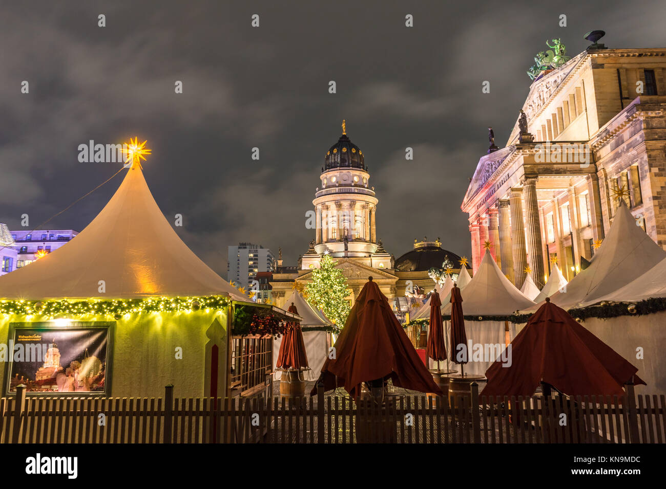 View over the Christmas Market "Weihnachtszauber Gendarmenmarkt" with 