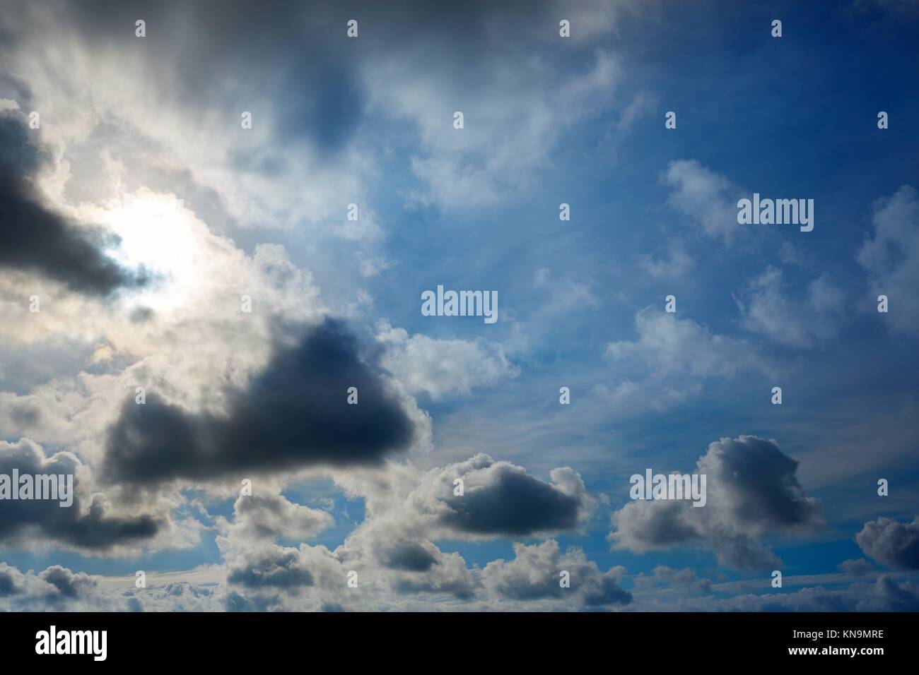 Dramatic blue sky with gray clouds background Stock Photo - Alamy