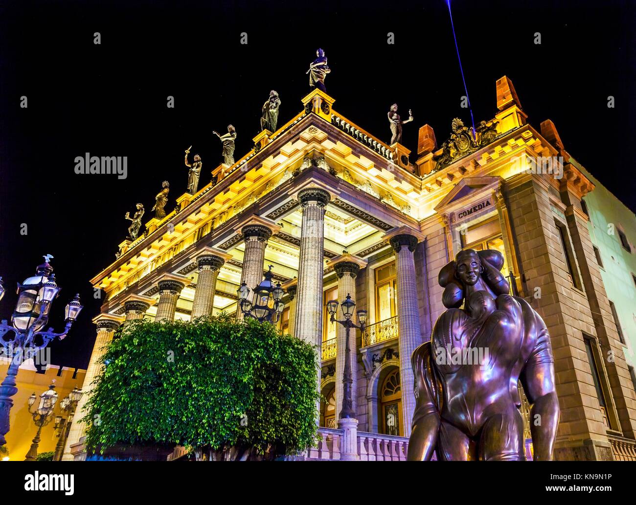 Juarez Theater Statues Night Guanajuato Mexico Stock Photo - Alamy