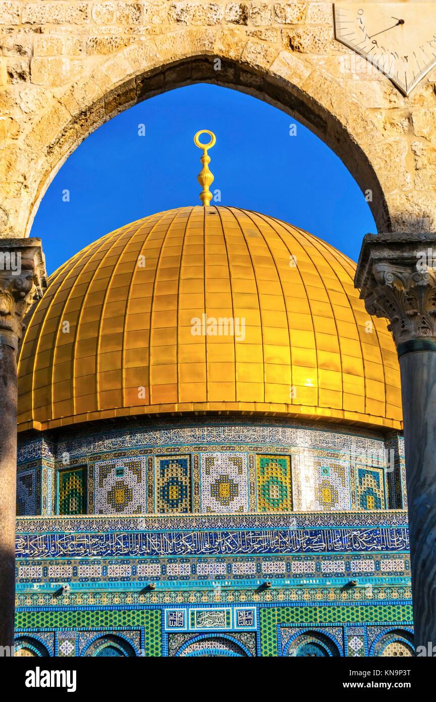 Dome of the Rock Islamic Mosque Temple Mount Jerusalem Israel. Built in