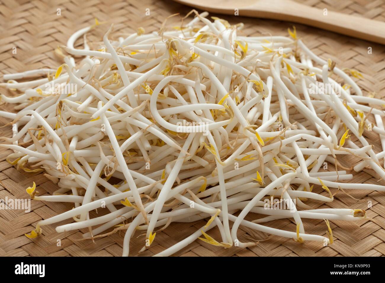 Heap of fresh raw bean sprouts. Stock Photo