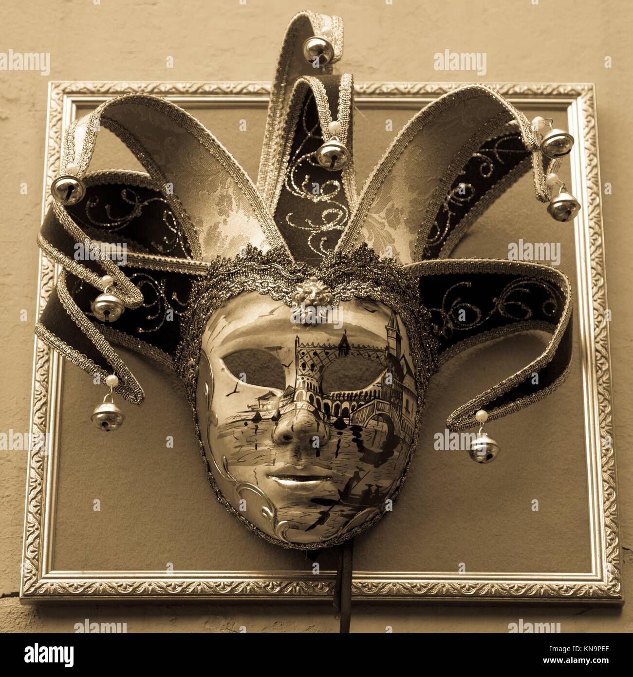 Traditional Venetian Mask on old wall background Stock Photo - Alamy