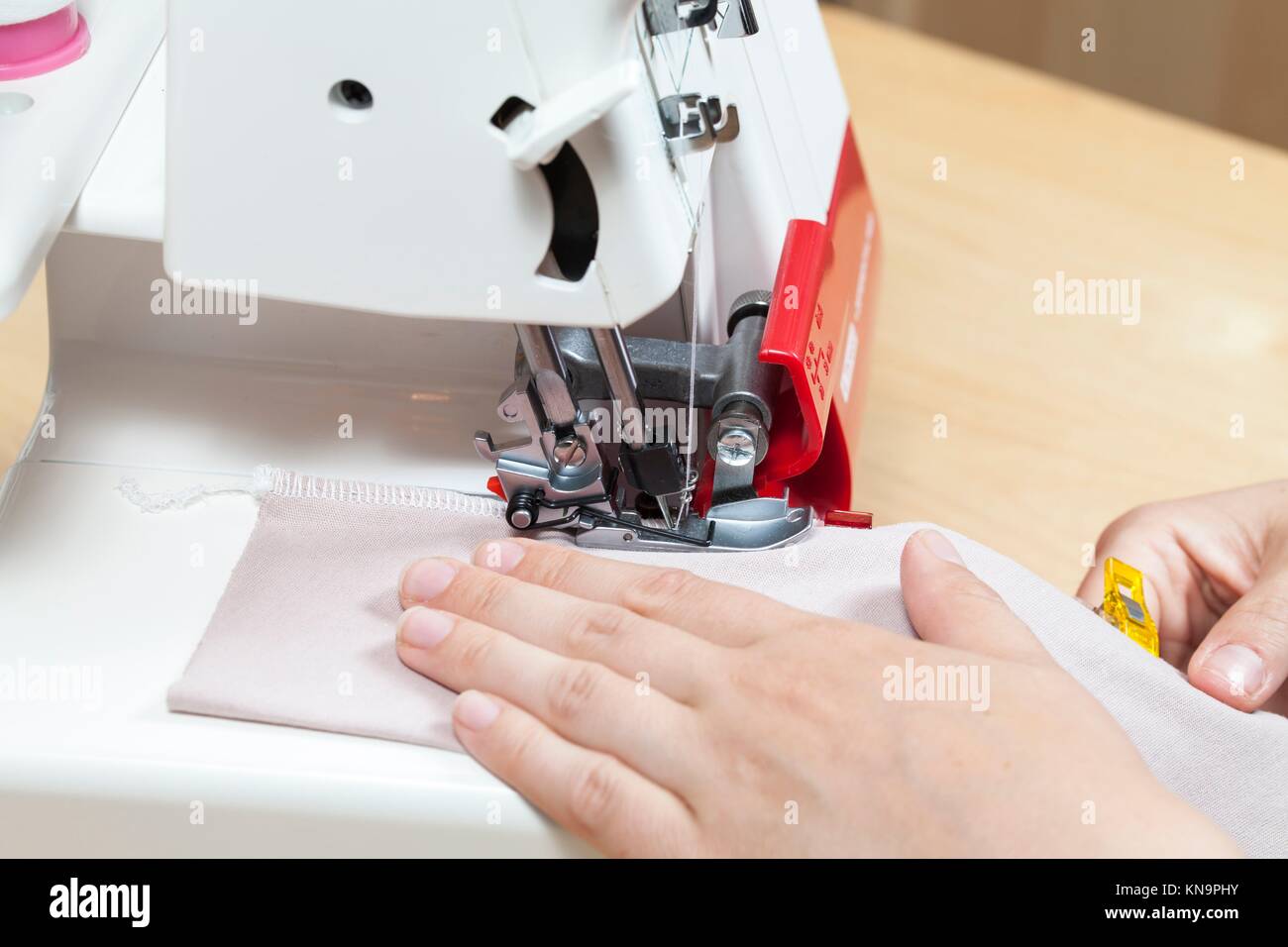 Overlock sewing. Stock Photo