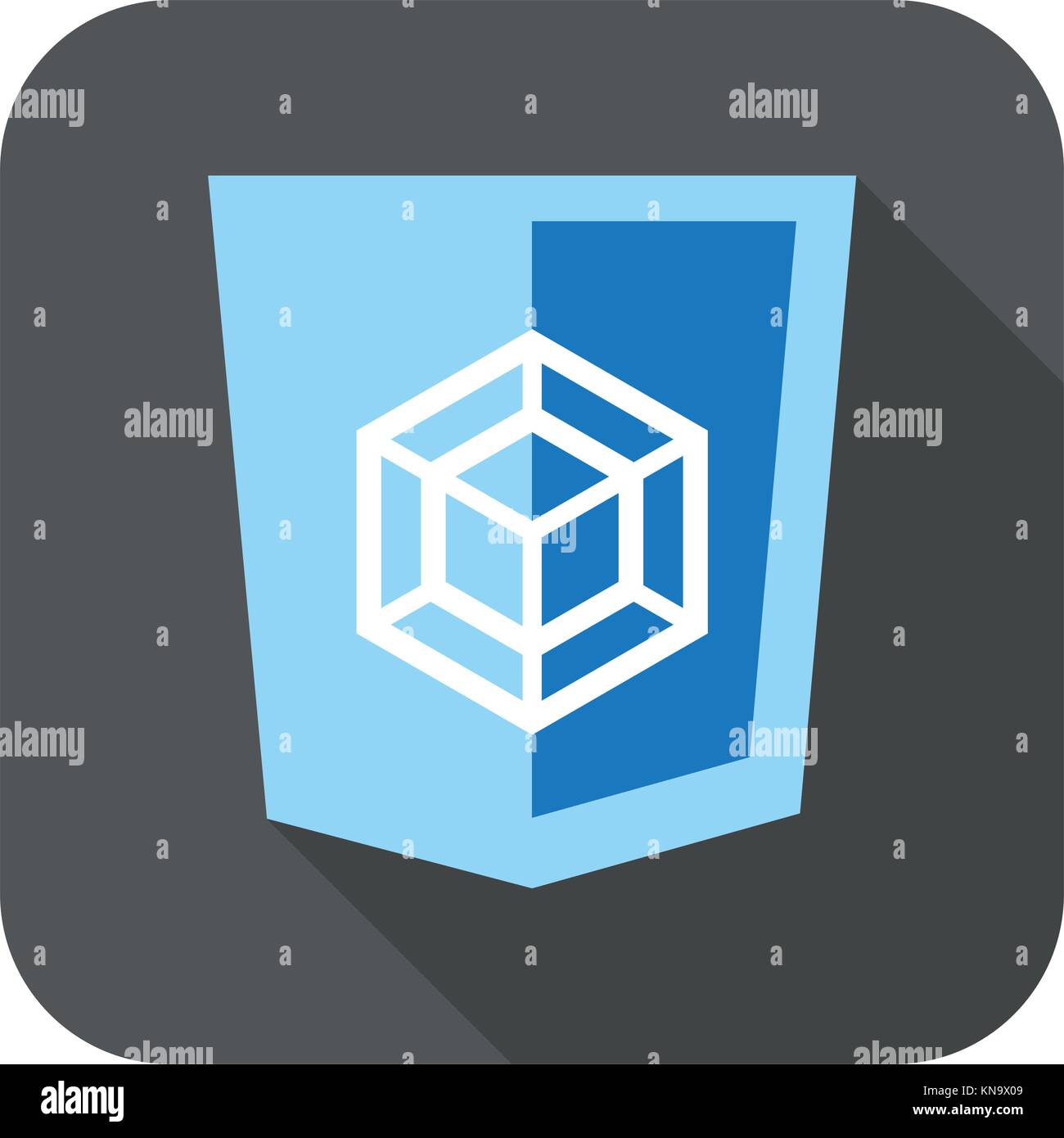 vector web development blue shield sign - html5 styled badge with square shape. isolated icon Stock Vector