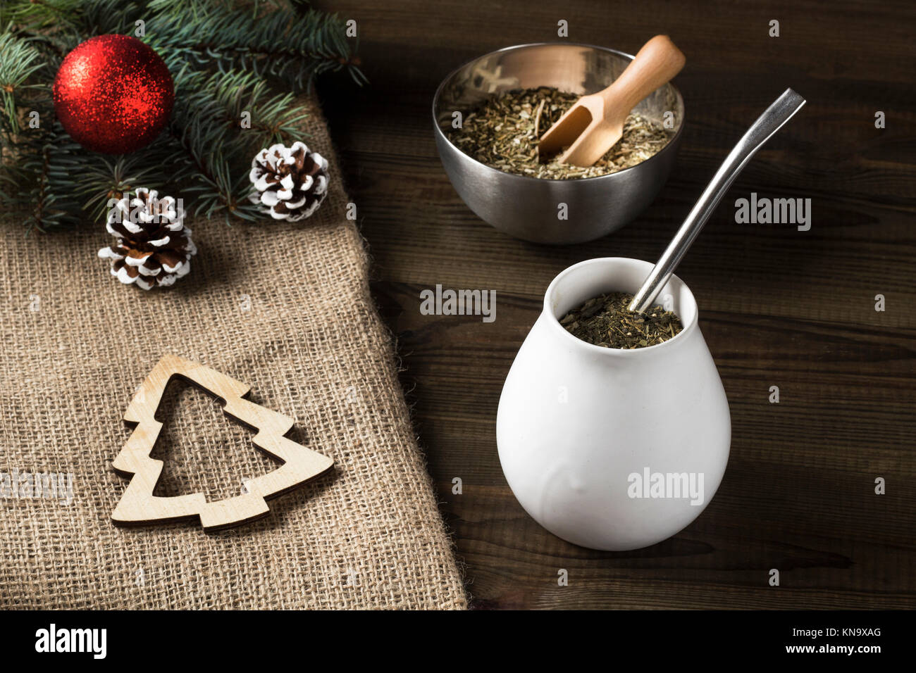 yerba mate Christmas background Stock Photo - Alamy