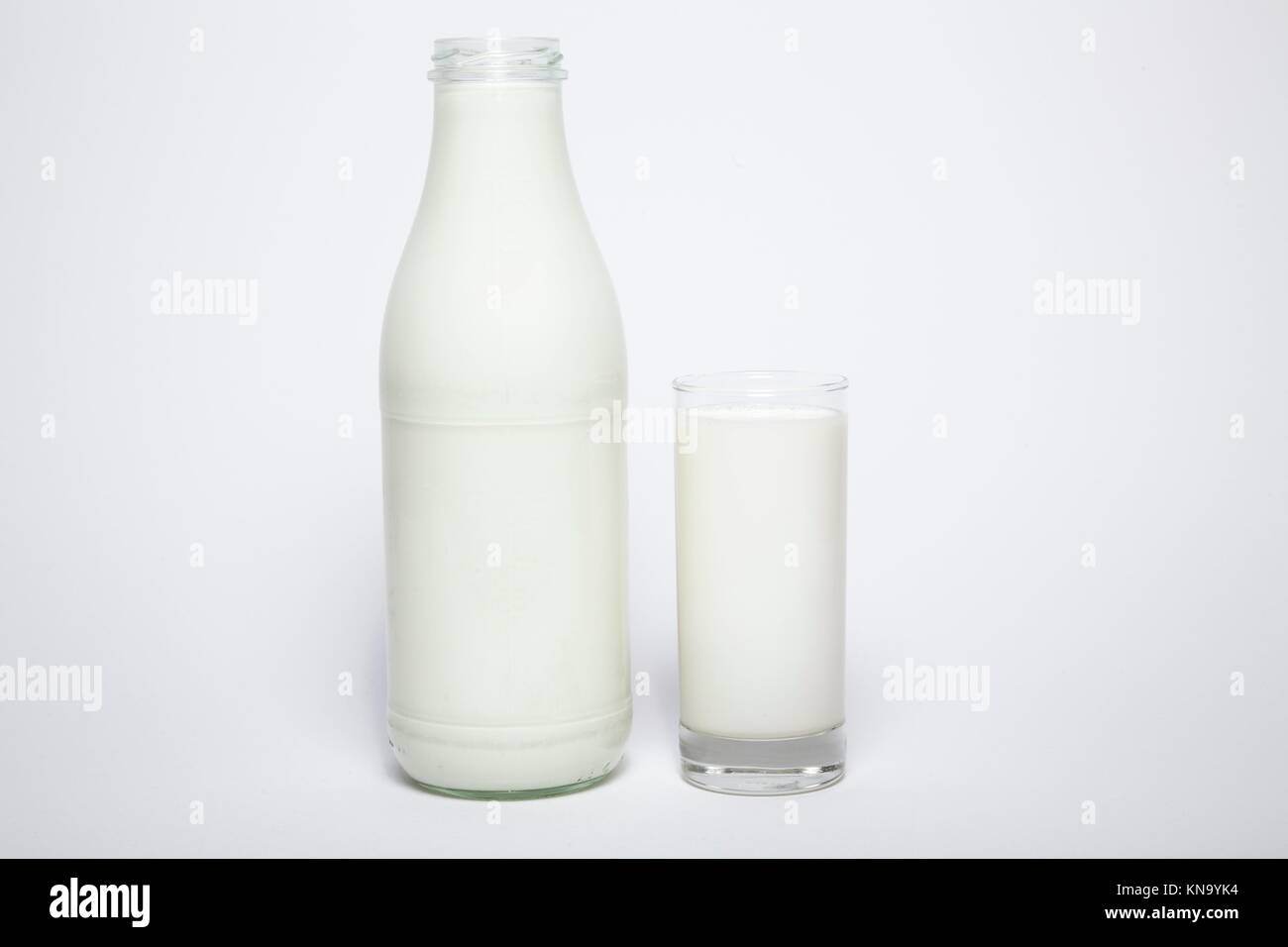 Bottle and glass of milk Stock Photo Alamy