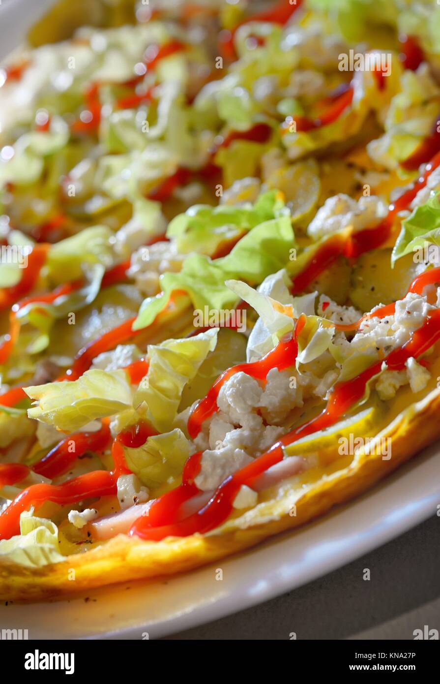 Ham and Cheese Omelette with vegetables Stock Photo Alamy