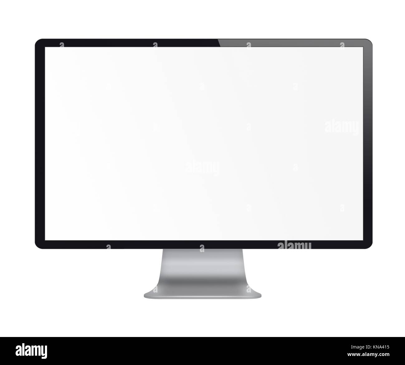 Computer display with white blank screen. Front view. Isolated on white ...