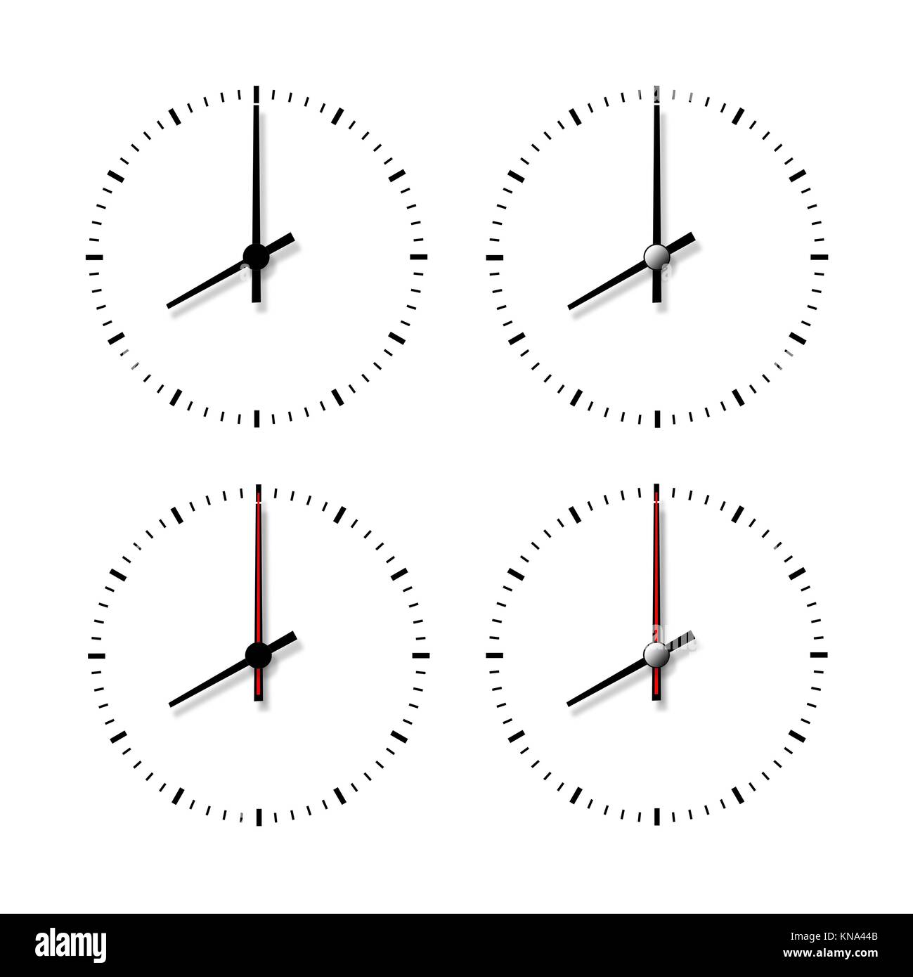 Set of clocks without numbers isolated on white background. Stock Photo