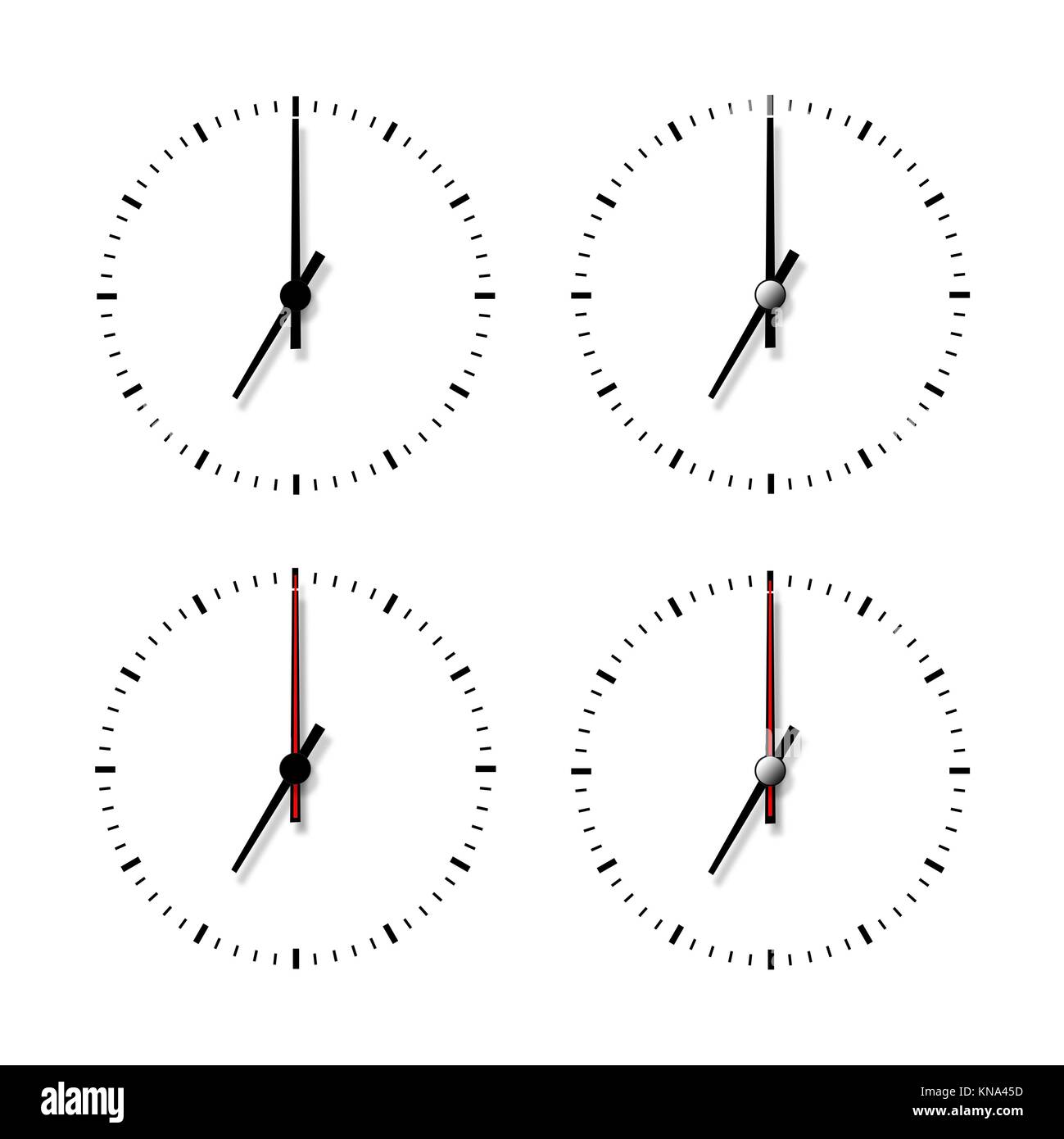 Set of clocks without numbers isolated on white background. Stock Photo