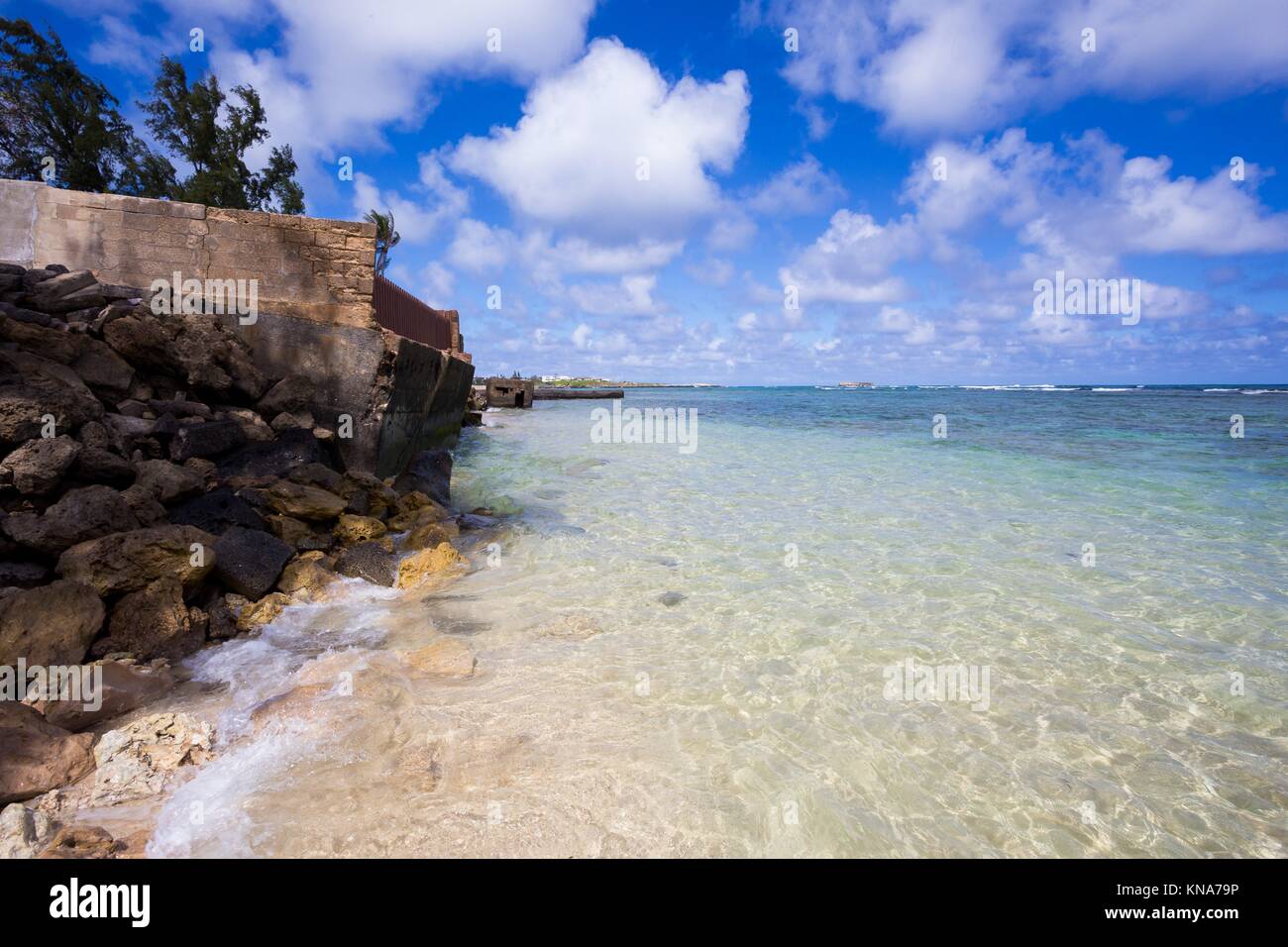 Travel scenic landscape of Bathtub Beach in Laie Oahu Hawaii on the