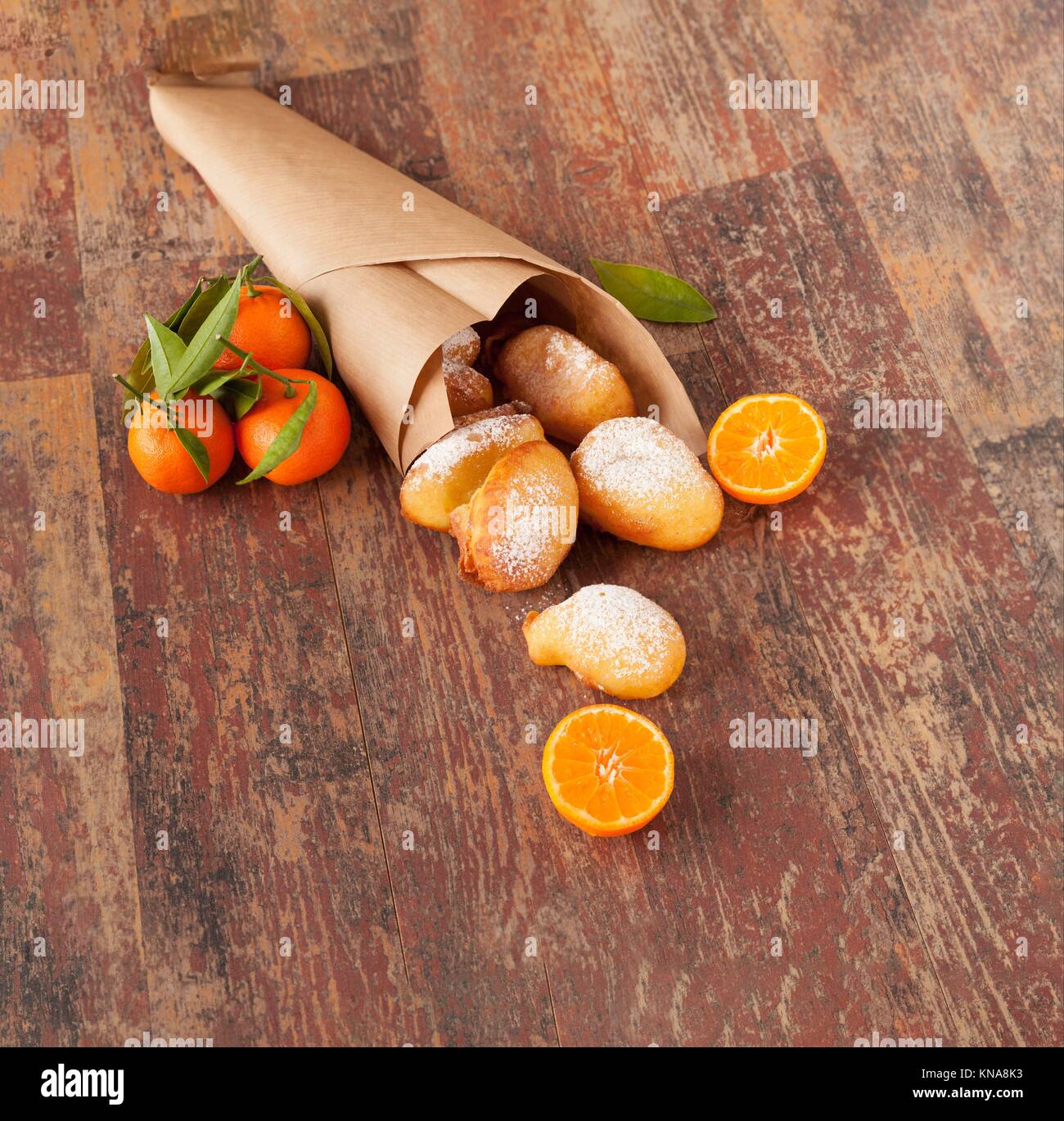 Carnival Fritters Made Of Dough With Ricotta Cheese And Mandarin Oranges Flavor Typical Italian Cuisine Dessert Stock Photo Alamy