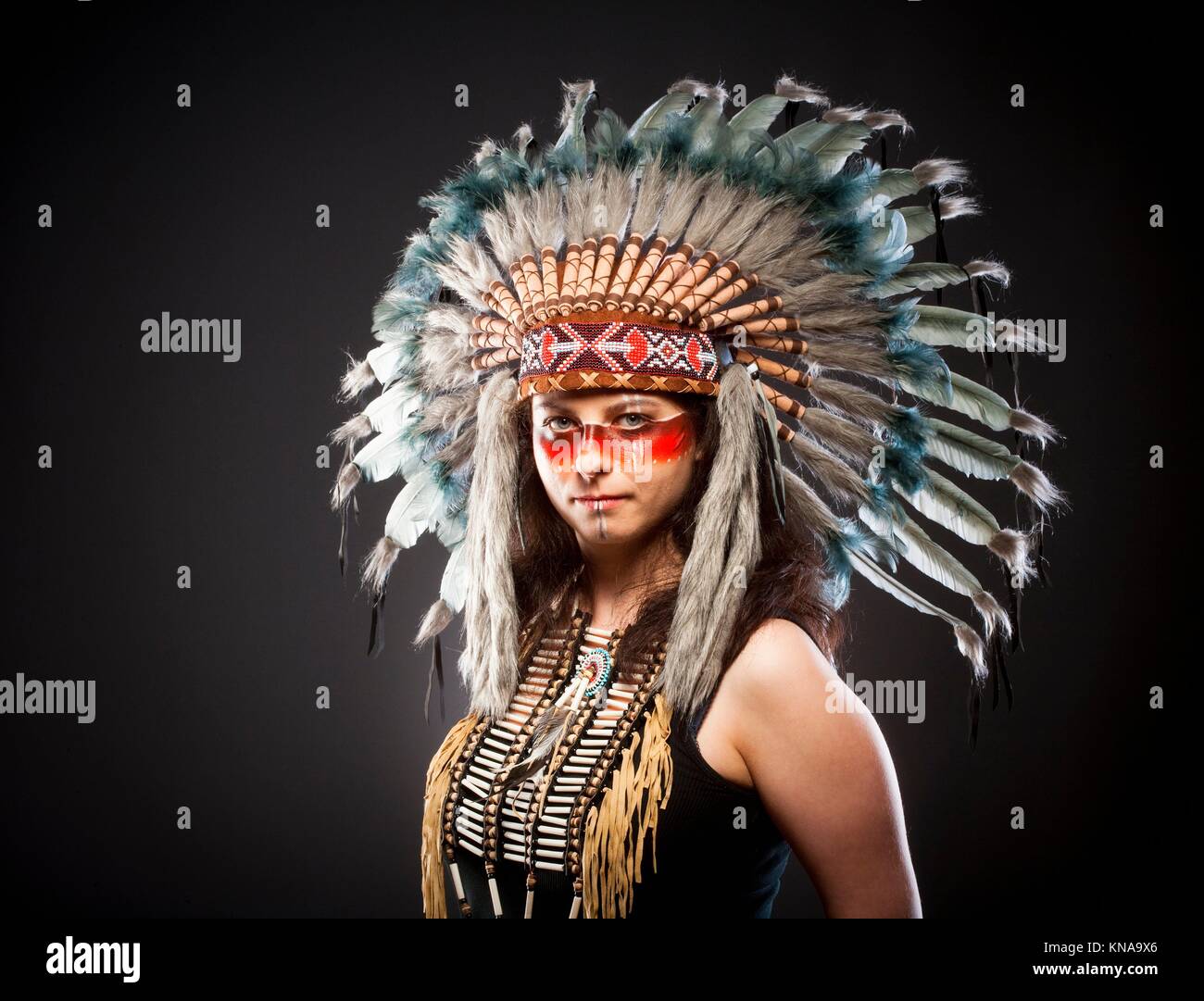 Native American Indian Chief Headdress Stock Photos & Native American ...