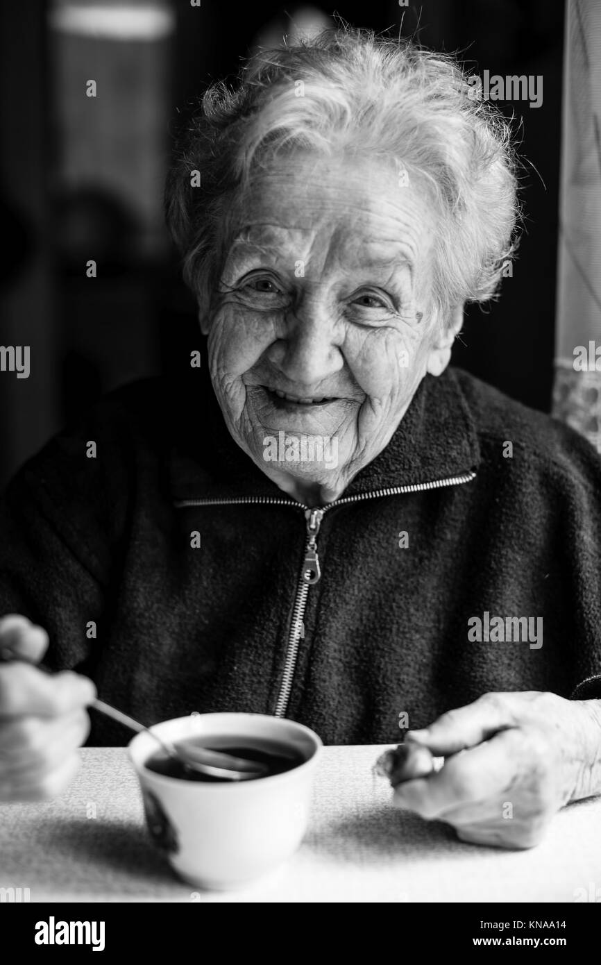 Elderly people drinking tea Black and White Stock Photos & Images Alamy