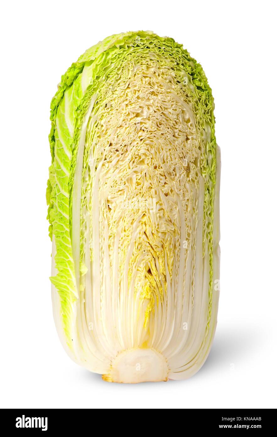 Half head of cabbage Chinese cabbage isolated on white background. Stock Photo