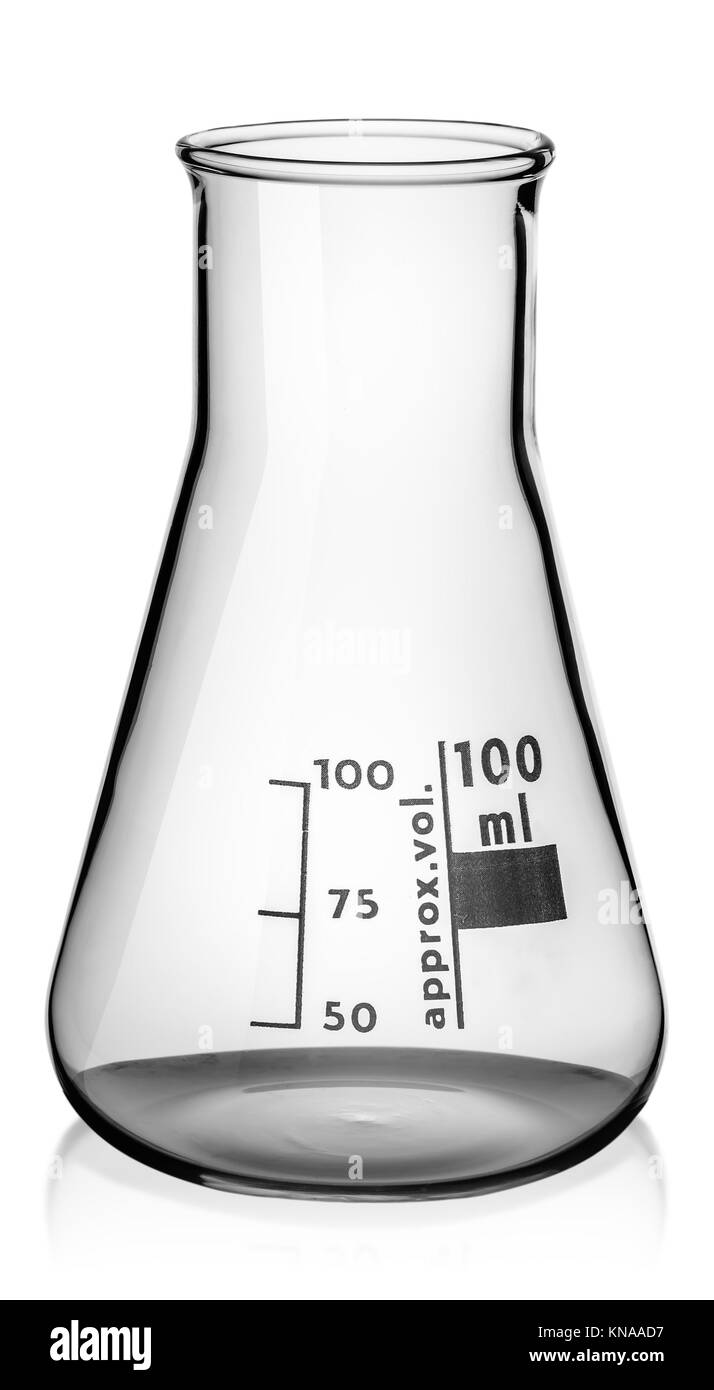 Glass conical flask isolated on white background Stock Photo Alamy