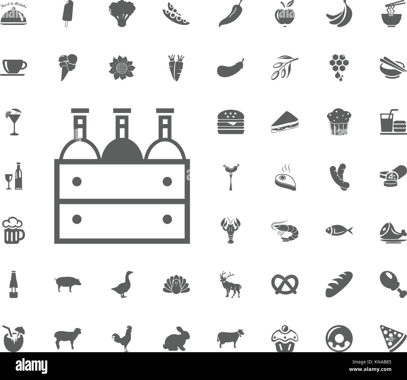 Box of wine icon. Food and Drinks vector icon set. Stock Vector