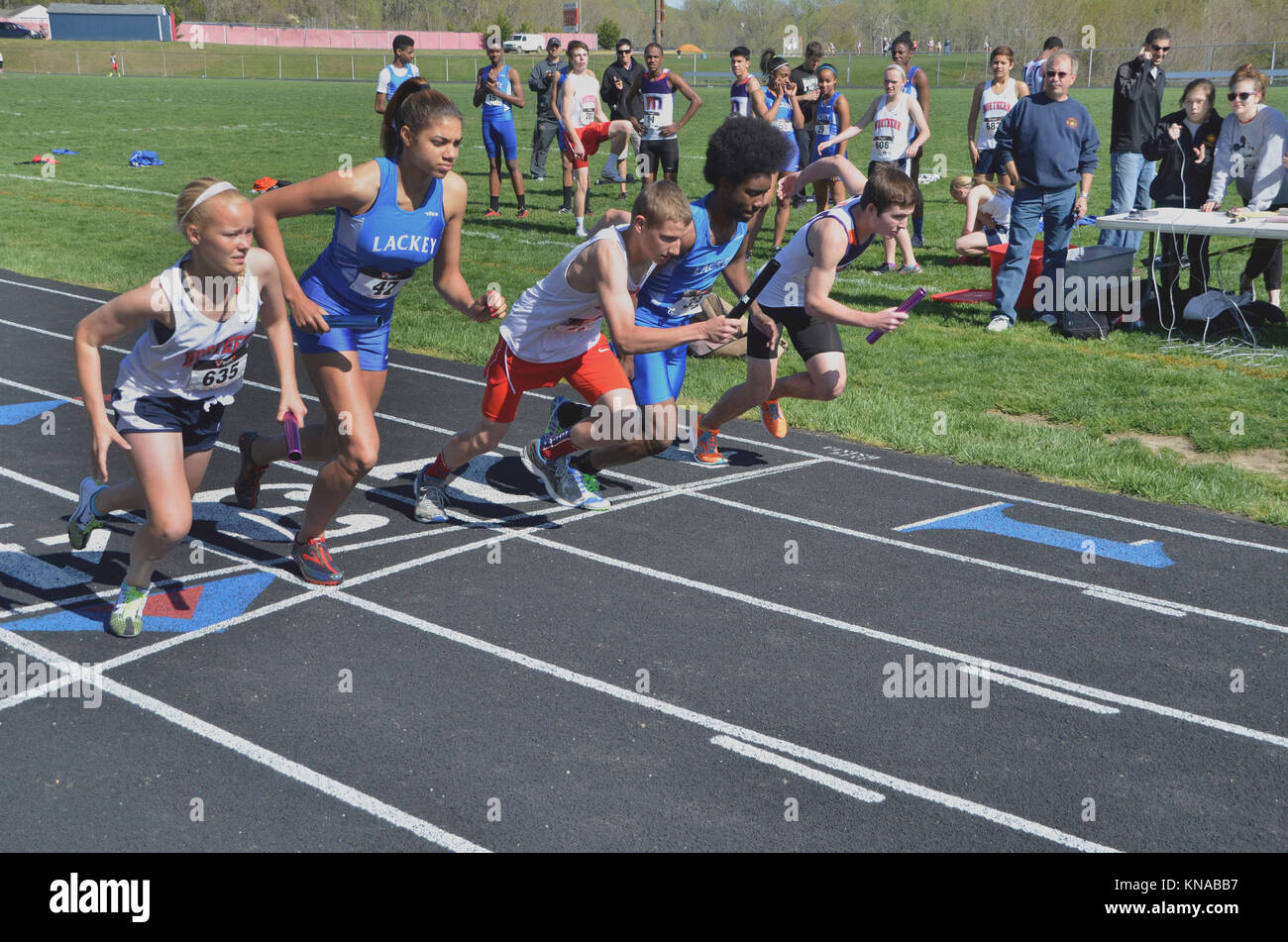 High school track meet Stock Photo Alamy