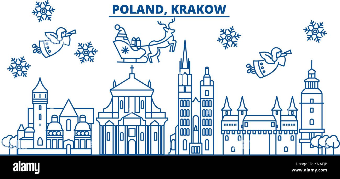 Poland Krakow Winter City Skyline Merry Christmas Happy New Year Decorated Banner With Santa Claus Winter Greeting Line Card Flat Outline Vector Linear Christmas Snow Illustration Stock Vector Image Art Alamy Poland Krakow Winter City Skyline Merry Christmas Happy New Year Decorated Banner With Santa Claus Winter Greeting Line Card Flat Outline Vector Linear Christmas Snow Illustration Stock Vector Image Art Alamy