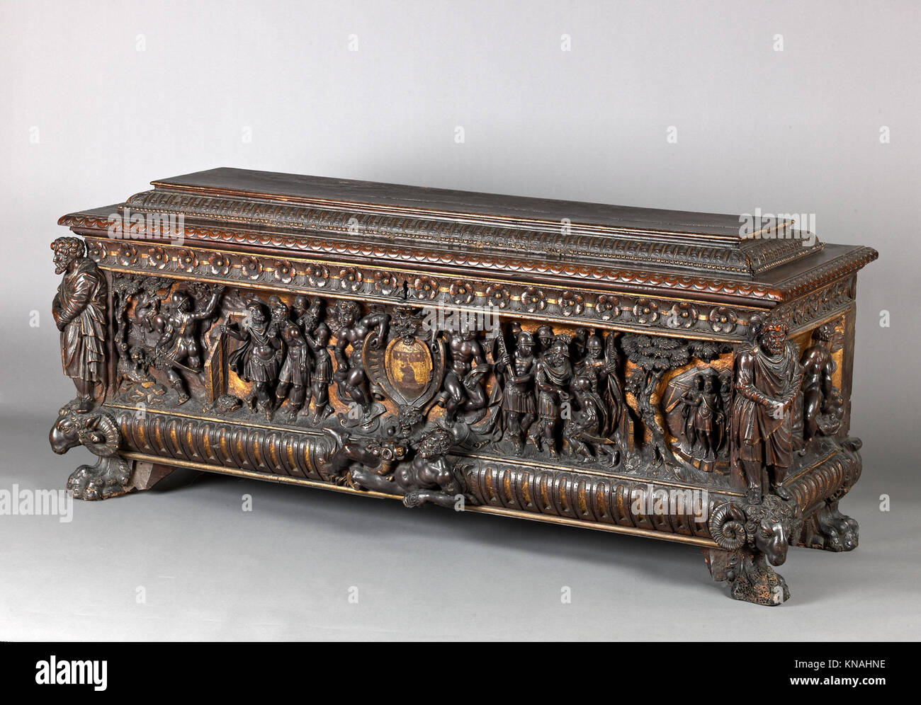 Italian Renaissance Rectangle Chest This cassone, an ornate Italian Renaissance chest, demonstrates ...