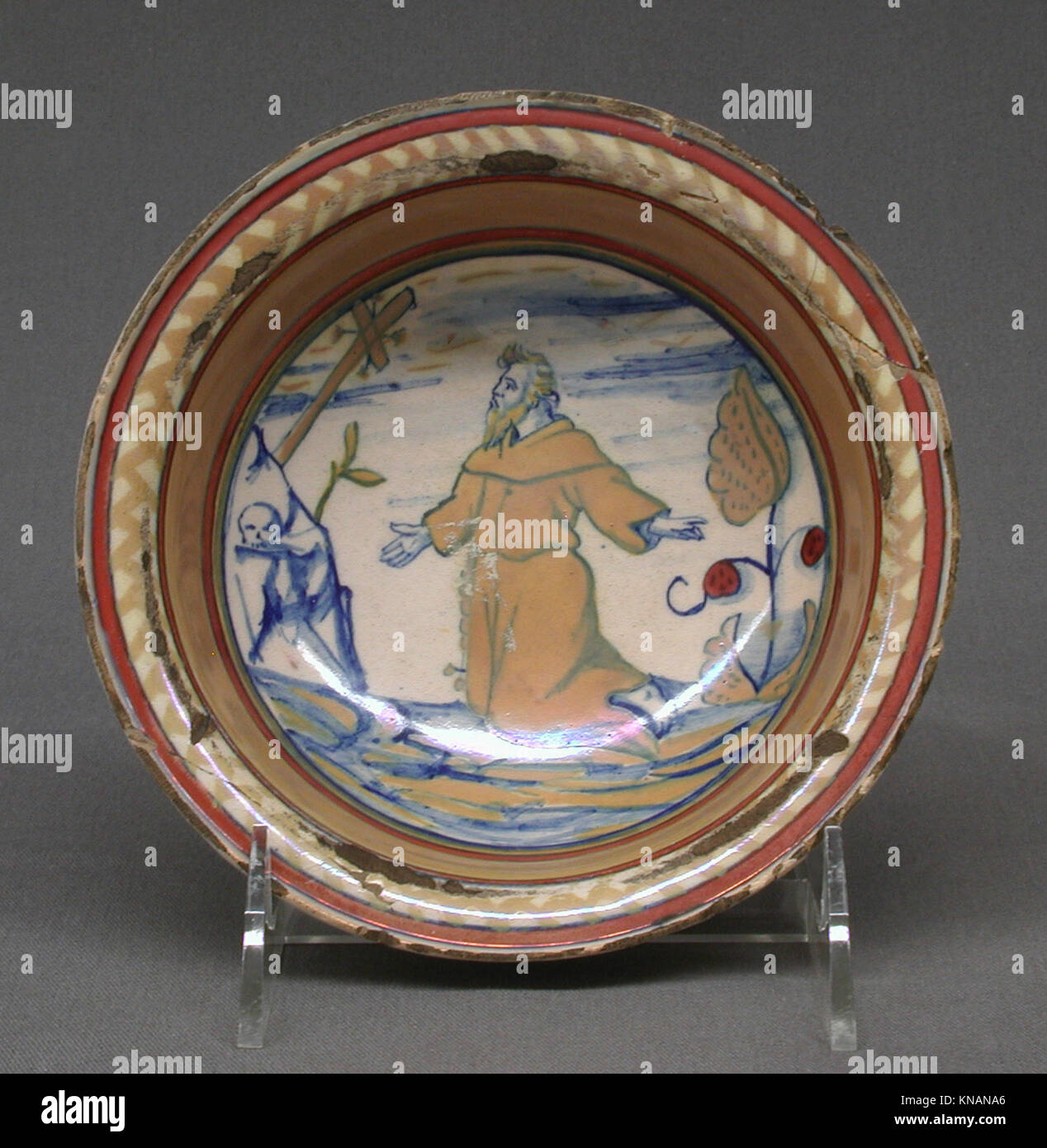 Bowl MET LC-84 2 10 186685 Italian, Gubbio, Bowl, 16th century, Maiolica (tin-glazed earthenware), lustered, Overall (confirmed): 2 x 5 13/16 in. (5.1 x 14.8 cm). The Metropolitan Museum of Art, New York. Purchase, 1884 (84.2.10) Stock Photo