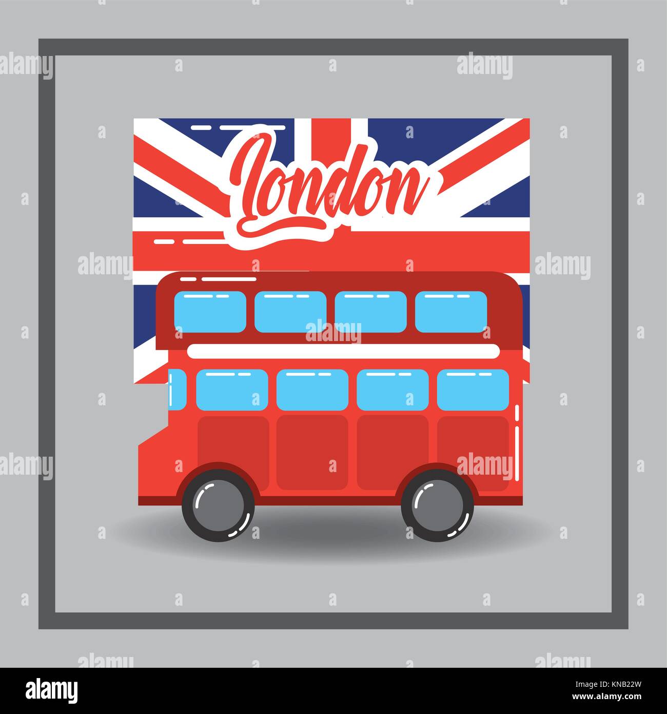 red london double decker bus flag public transport Stock Vector Image ...