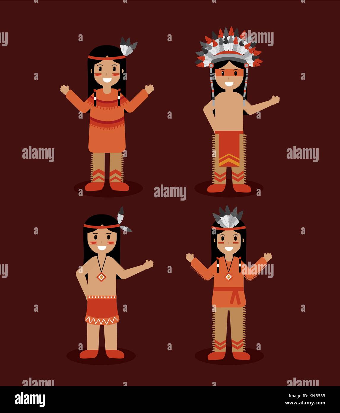 native american indian people with traditional costume Stock Vector ...
