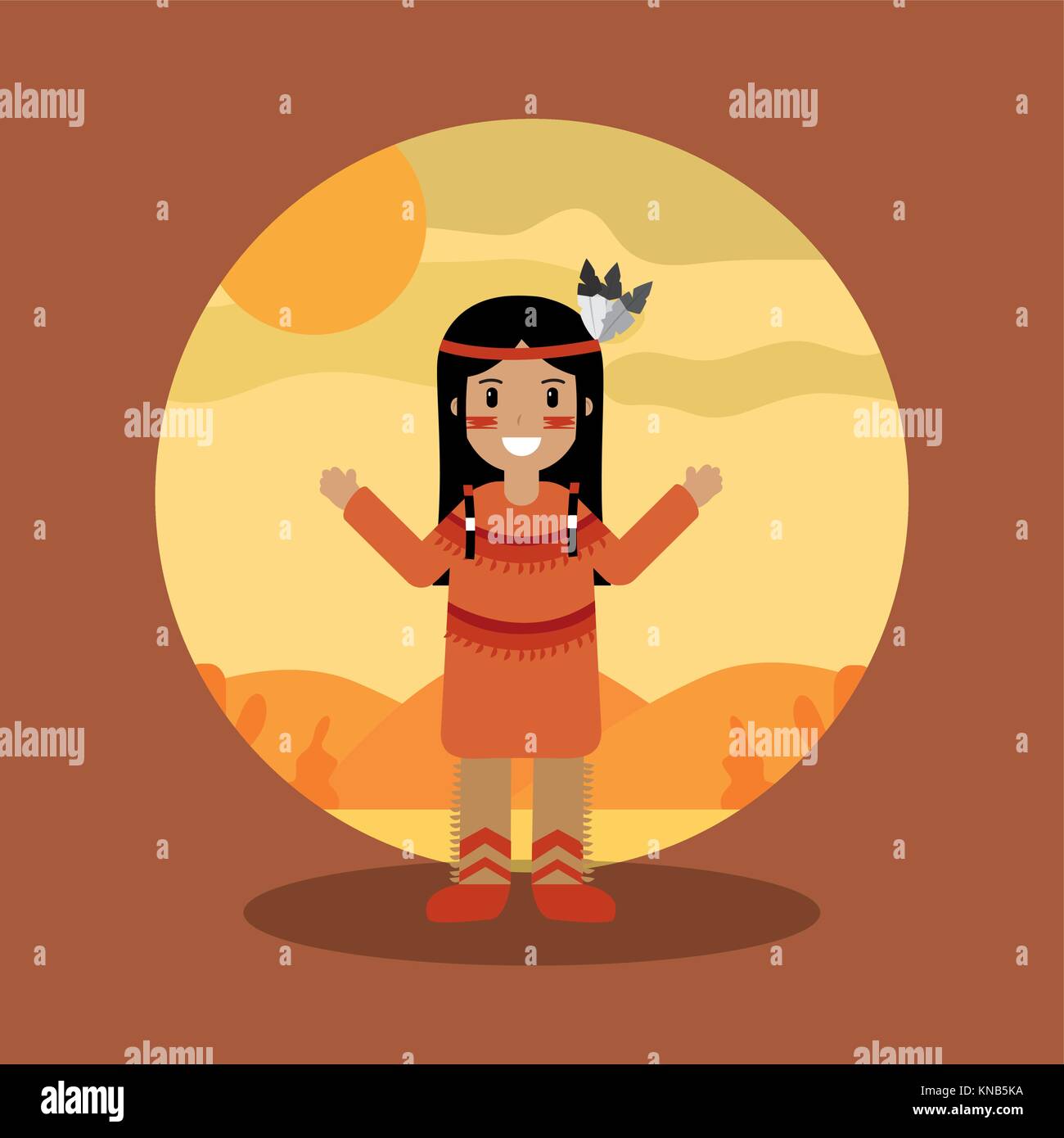 native american indian character female with traditional clothes Stock ...