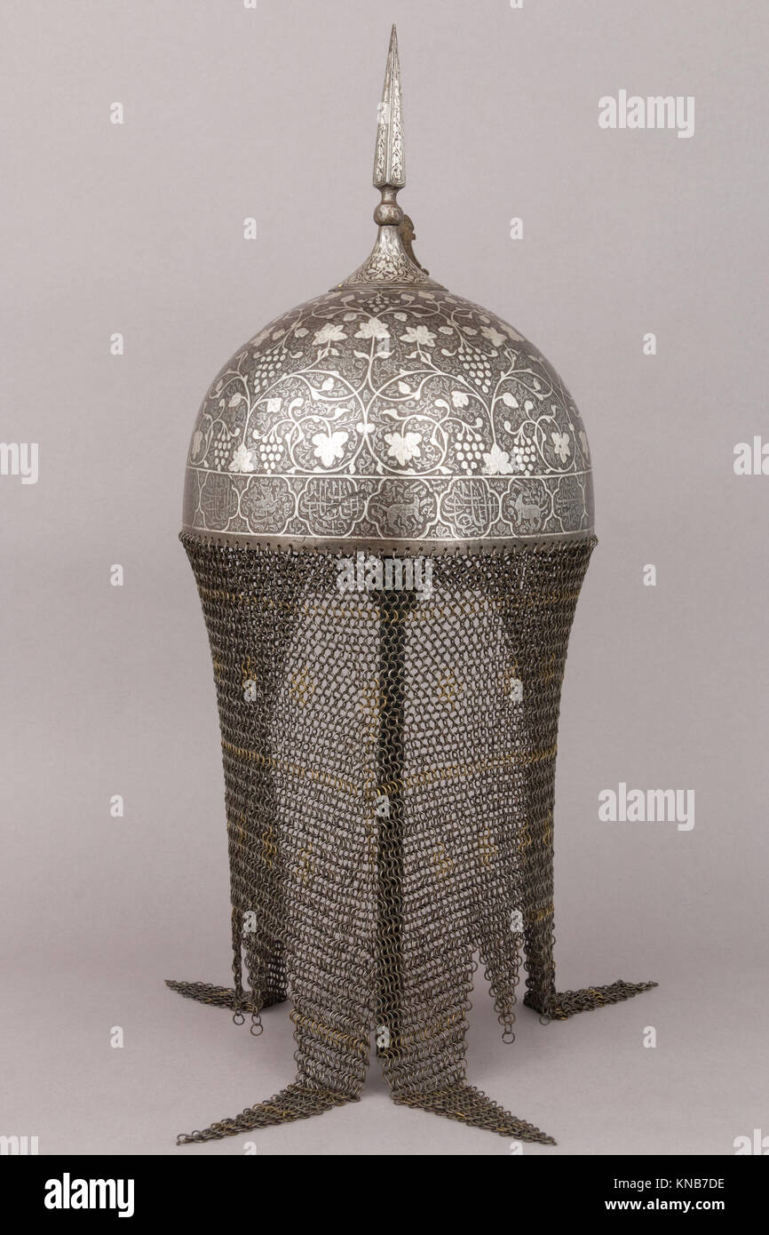 This armor set includes a helmet, arm guard, and shield, reflecting ...