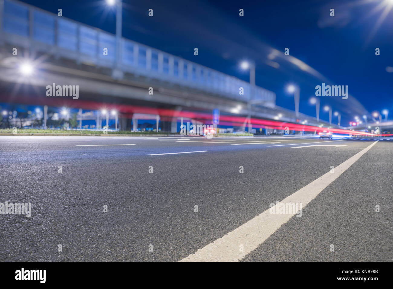 Busy highway traffic light trails at night in city of China Stock Photo ...