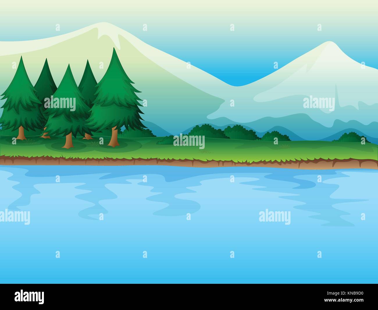 Illustration of a river in a beautiful nature Stock Vector Image & Art ...