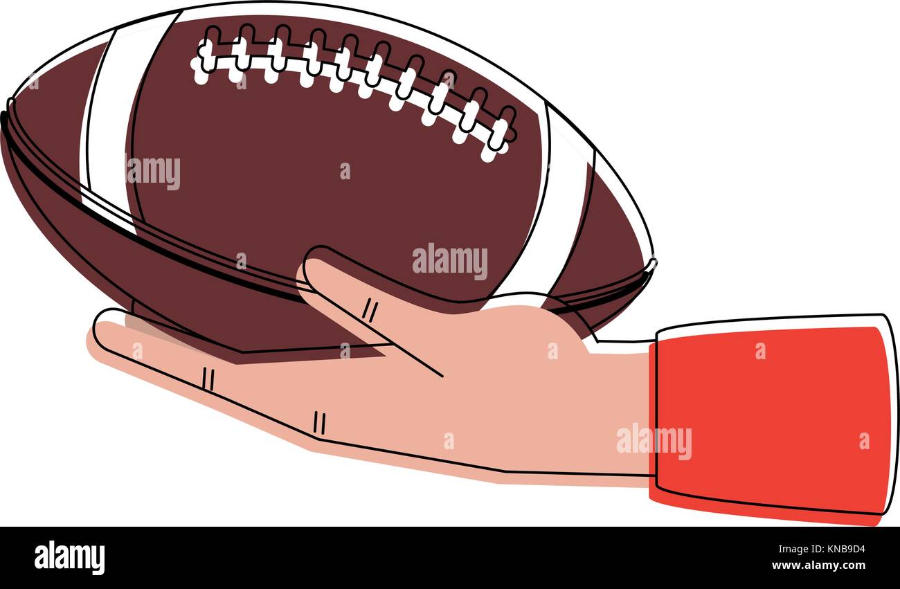 Hand holding American football ball Stock Vector Image & Art Alamy