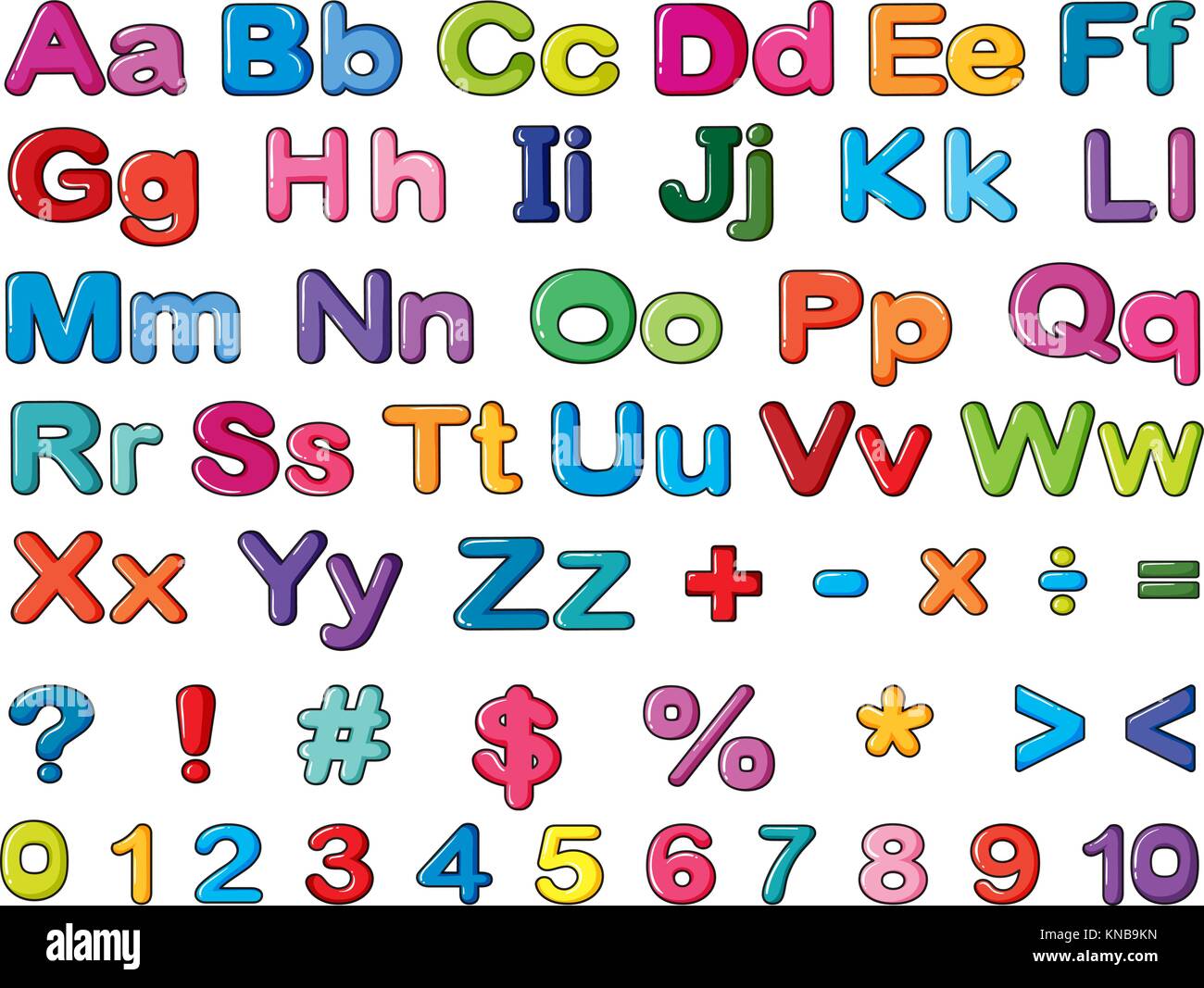 Illustration of alphabets and numbers on a white background Stock ...