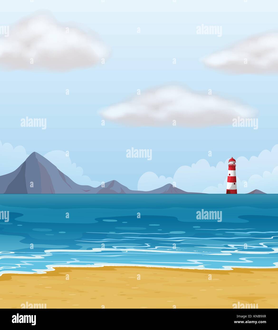 Illustration of a light house and a beach Stock Vector Image & Art - Alamy