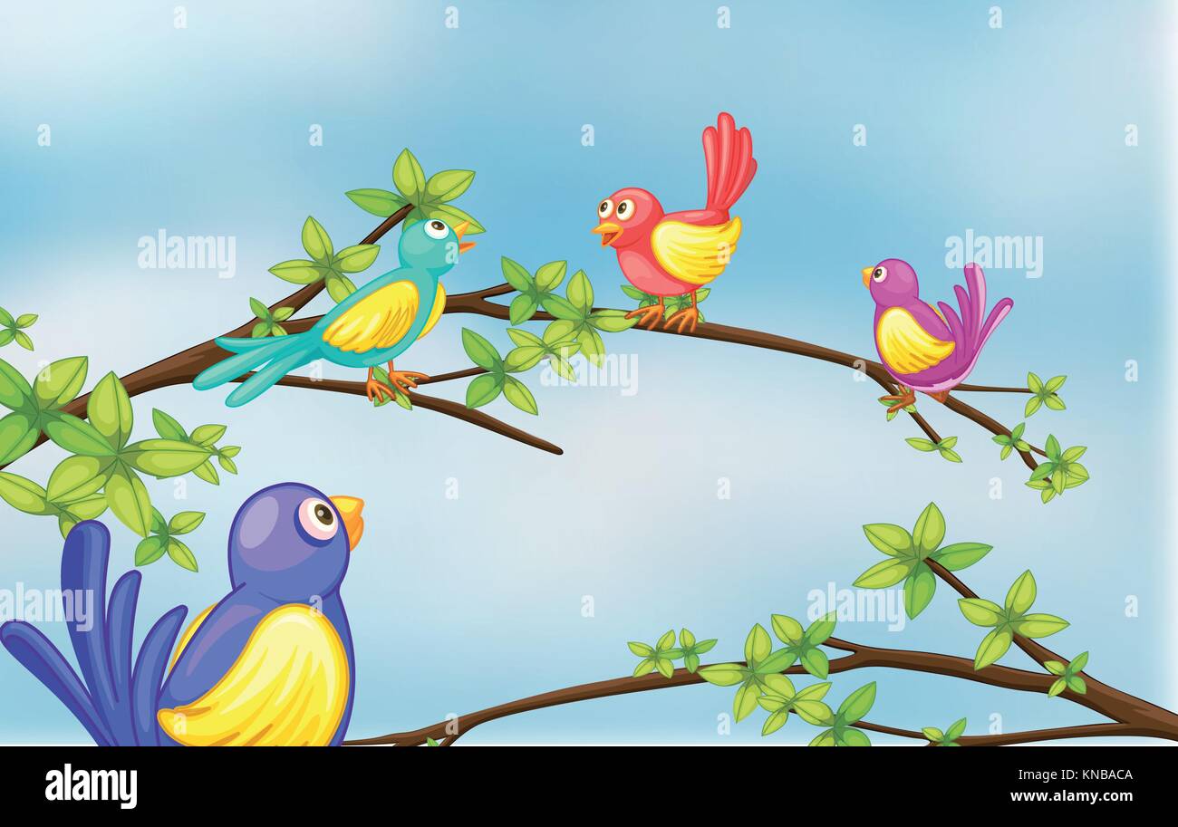Illustration of colorful birds talking Stock Vector Image & Art - Alamy