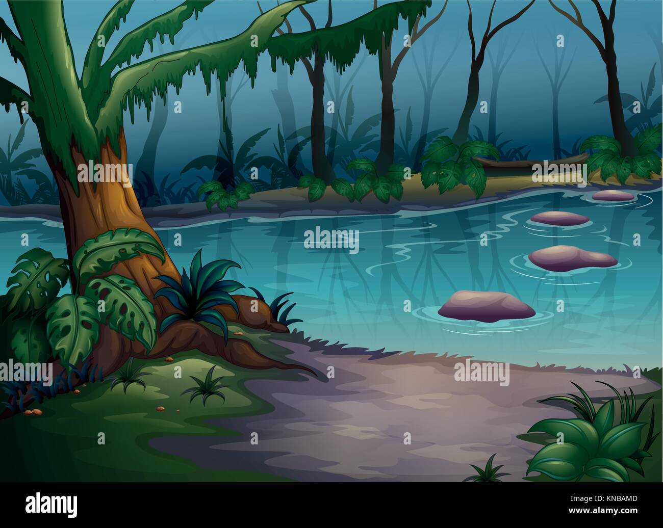 illustration of a river in a beautiful nature Stock Vector Image & Art ...