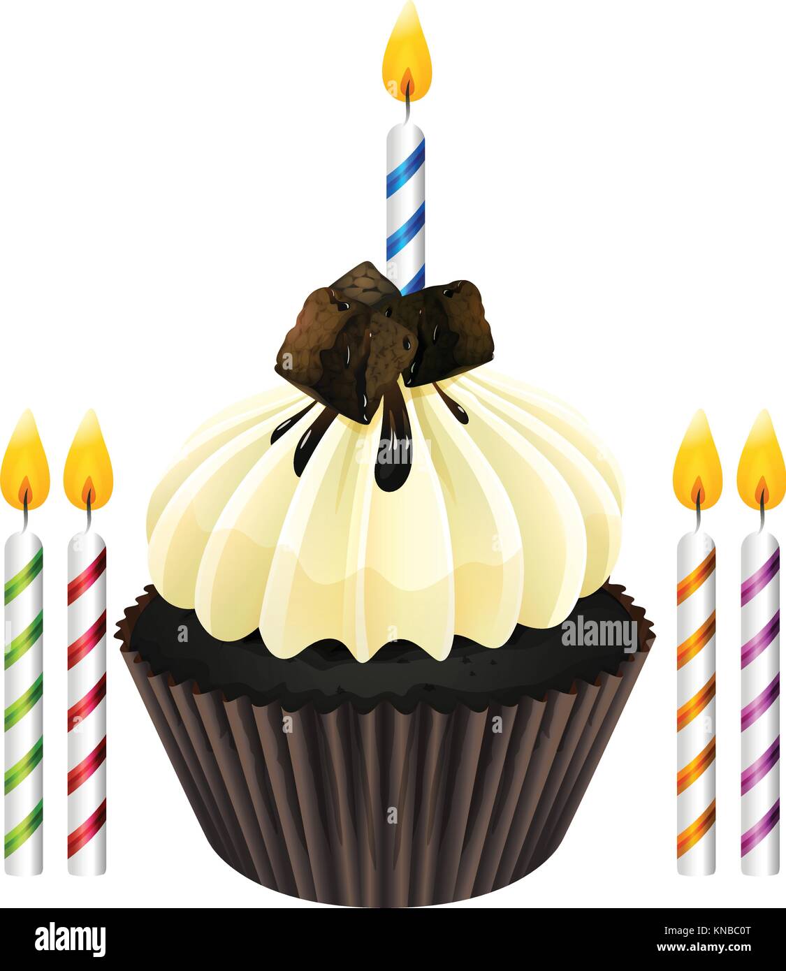 Illustration of an isolated cupcake and candles on a white background ...